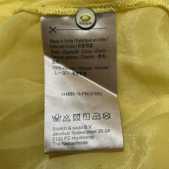 Scotch Soda Blouse Women Size S Yellow Eyelet Ruffle Embroidery Blauw European - Picture 12 of 13